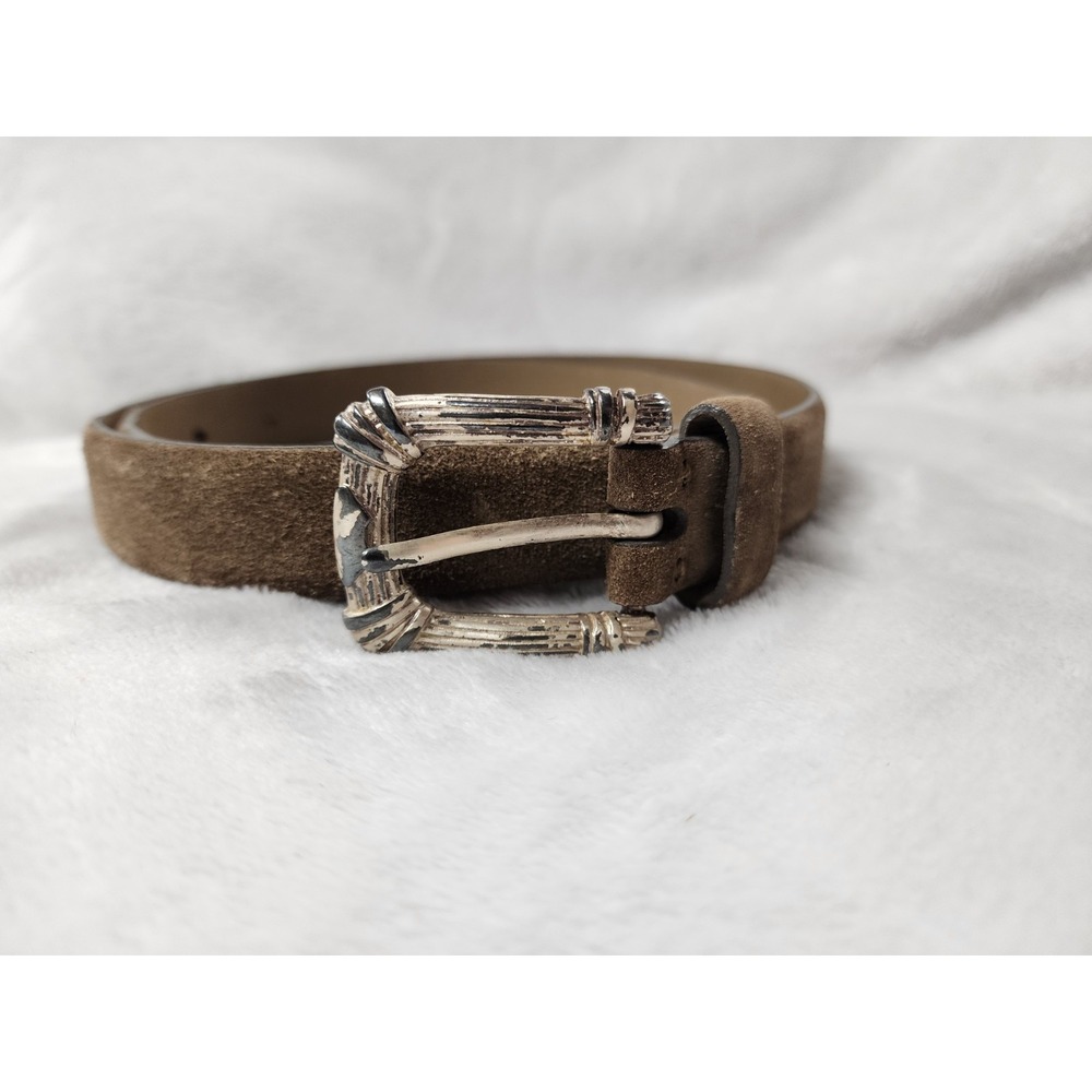Vintage Donna Karan 1980s / 1990s Suede Leather Italian Belt Brown Tan | Size L